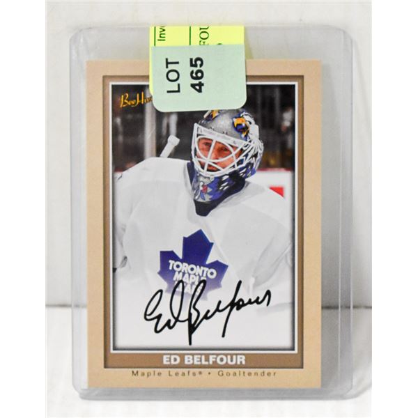 ED BELFOUR AUTOGRAPHED INSERT COA UD