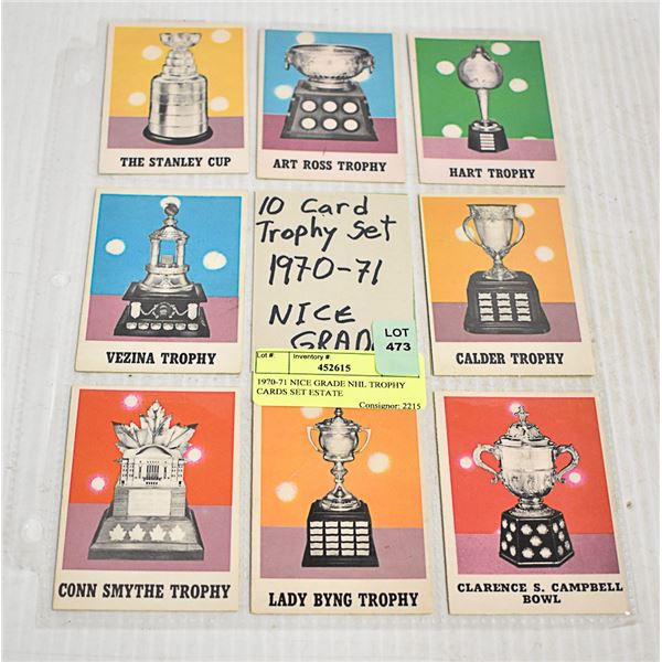 1970-71 NICE GRADE NHL TROPHY CARDS SET ESTATE
