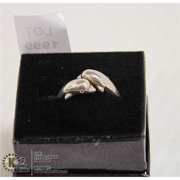 VINTAGE .925 SILVER DOLHPIN RING-ADJUJSTABLE SIZE