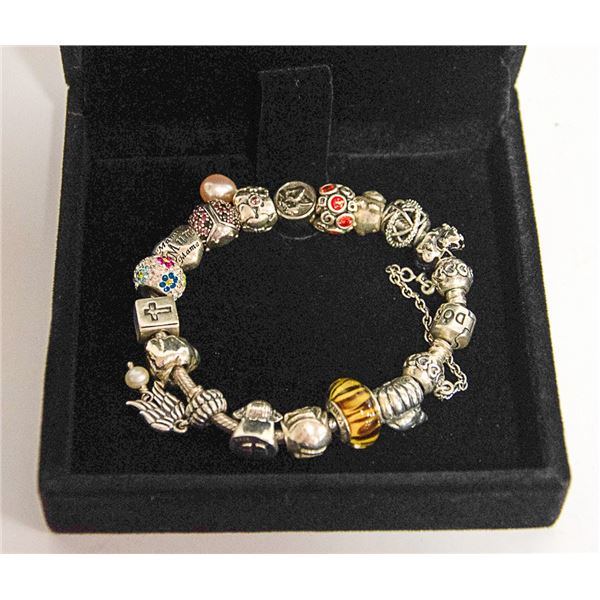 AUTHENTIC PANDORA BRACELET LOADED WITH .925
