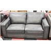 Image 1 : DARK GREY LEATHER LOVESEAT 69"