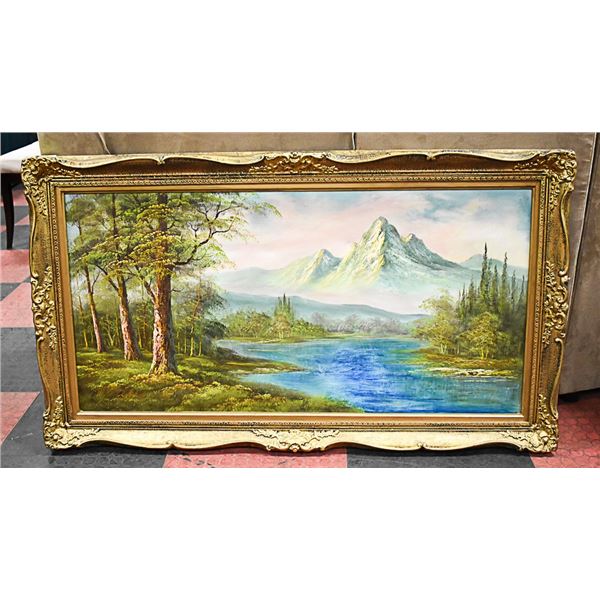 MOUNTAIN SCENE OIL ON CANVAS WALL ART
