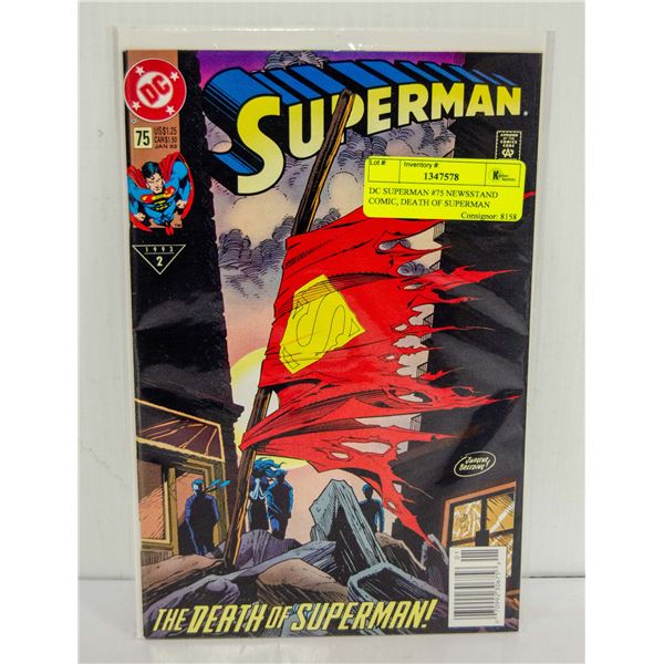 DC SUPERMAN #75 NEWSSTAND COMIC, DEATH OF SUPERMAN