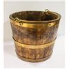 Image 1 : ANTIQUE WOOD BUCKET W/ BRASS ACCENTS