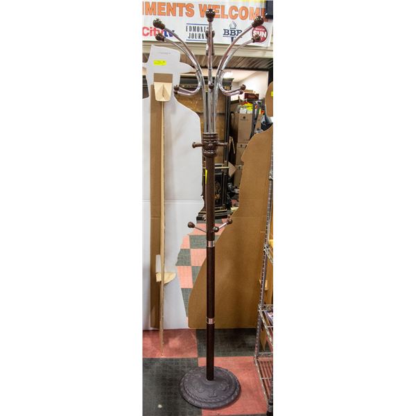 6 FT. 1 IN. TALL WOOD & METAL MULTI-HAT/COAT