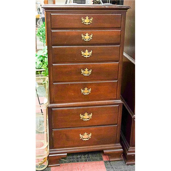 KINCAID DARK CHERRY WOOD DRESSER W/ 7 DRAWERS