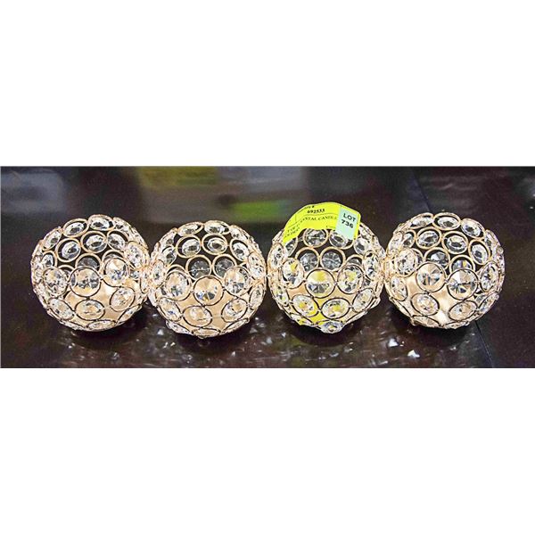 SET OF 4 CRYSTAL CANDLE HOLDERS