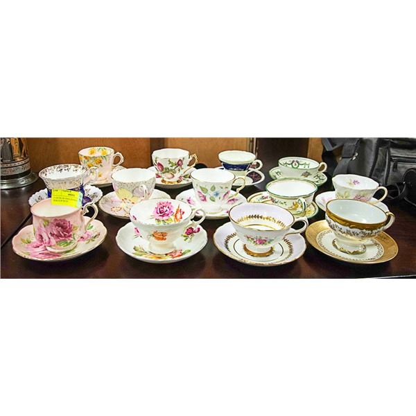 13 SETS OF ENGLISH BONE CHINA TEA CUP SETS