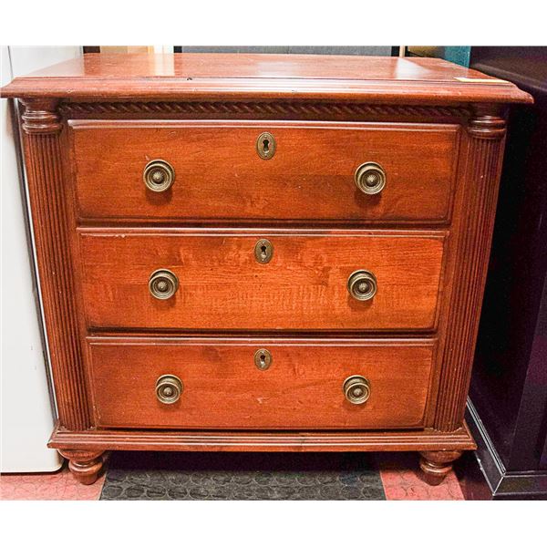 BROWN 3 DRAWER END TABLE