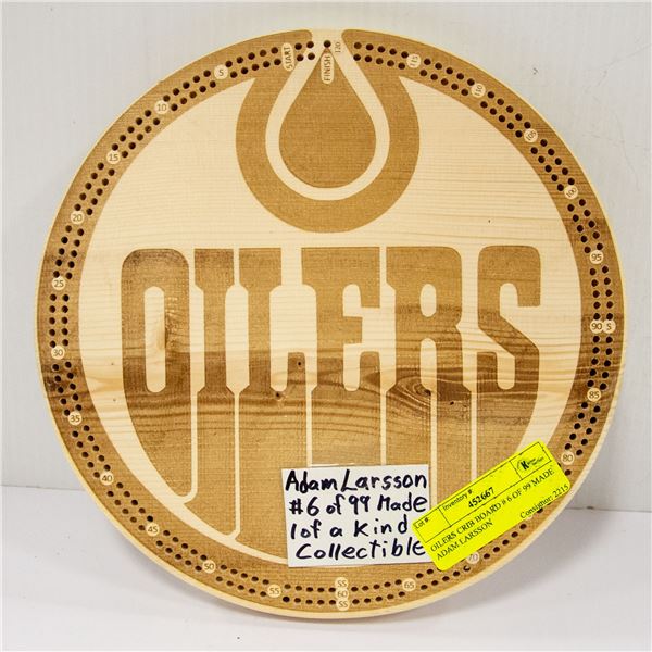 OILERS CRIB BOARD # 6 OF 99 MADE ADAM LARSSON