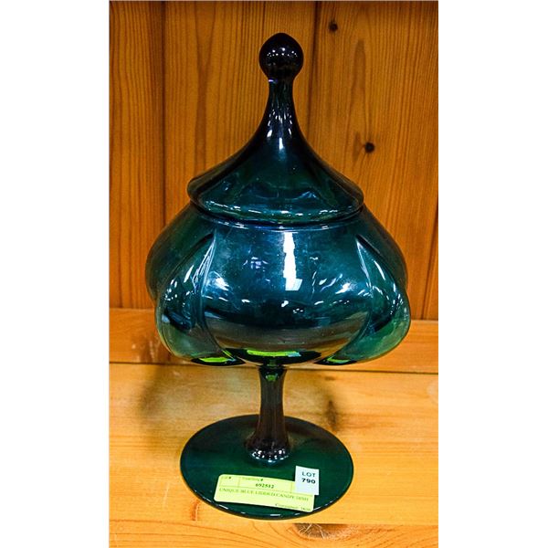 UNIQUE BLUE LIDDED CANDY DISH