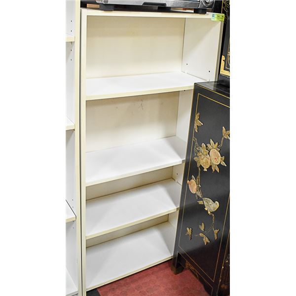 WHITE BOOK SHELF W/ 4 SHELVES