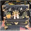 Image 1 : BLACK ASIAN DECORATIVE CABINET W/ DRAWERS