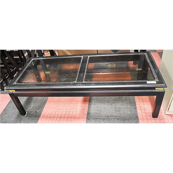 BLACK COFFEE TABLE W/ GLASS TOP