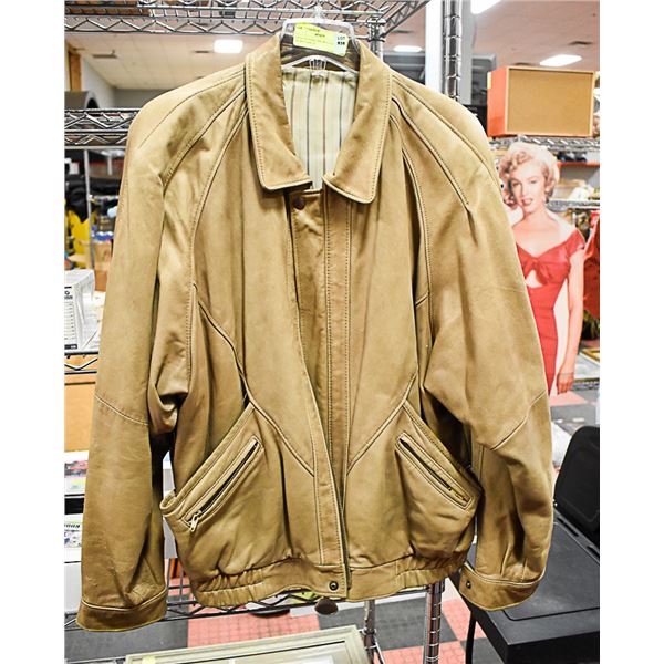 DENO DE PARIS BROWN LEATHER JACKET SIZE XL