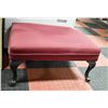 Image 1 : PLUM COLOR FOOTSTOOL W/ QUEEN ANNE STYLE LEGS