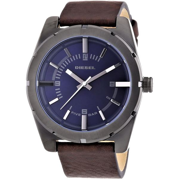 NEW DIESEL BLUE DIAL LEATHER STRAP 42MM MSRP $229