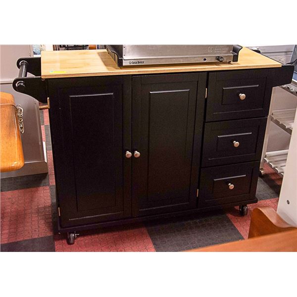 BLACK ROLLING KITCHEN ISLAND