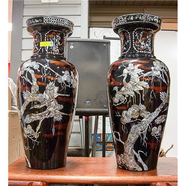 PAIR OF MOTHER OF PEARL DESIGN FLOOR VASES-NOT