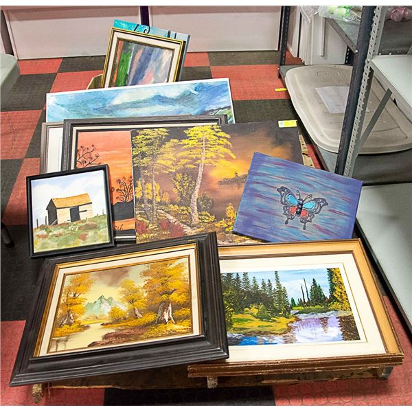 10 ORIGINAL PAINTINGS VARIOUS ARTISTS AND SIZES