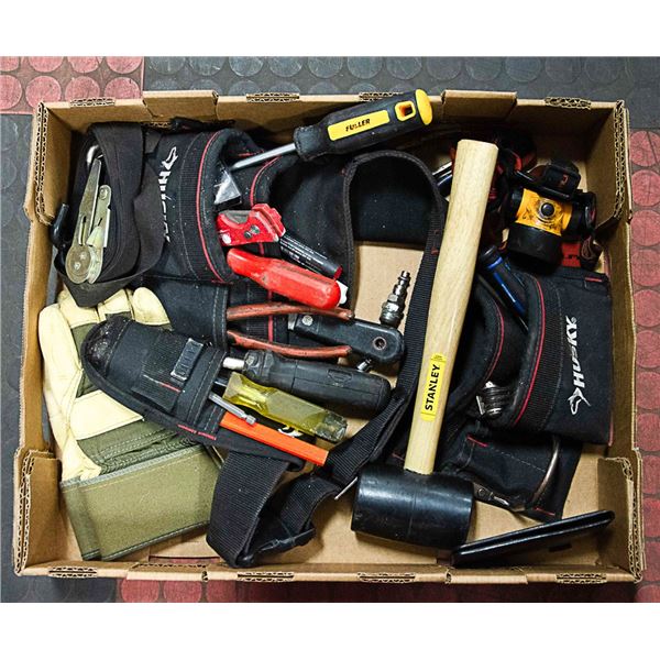 FLAT WITH HUSKY BLACK CANVAS TOOL BELT FULL