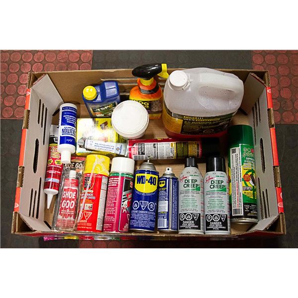 LARGE BOX OF NEW HOME AND AUTO/RV SUPPLIES