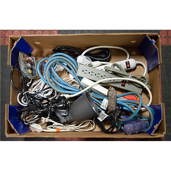 LARGE BOX FULL OF EXTENSION CORDS, POWER