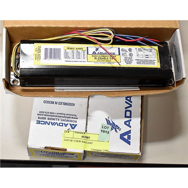 LOT OF 3 NEW BALLAST