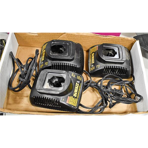 LOT OF 3 DEWALT TOOL BATTERY CHARGERS
