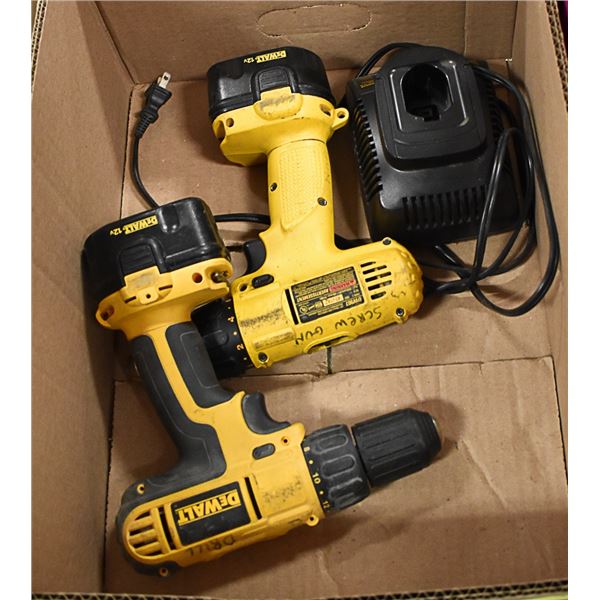 DEWALT CORDLESS SCREW GUN & DRILL W/ 2 BATTERIES