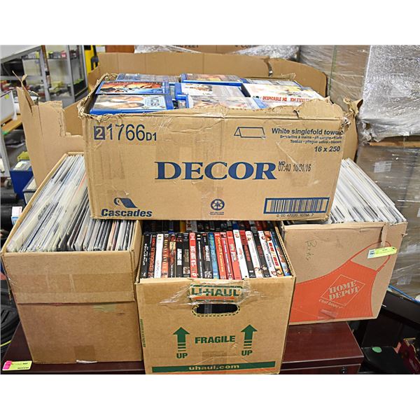 ASSORTED RECORDS AND DVDS