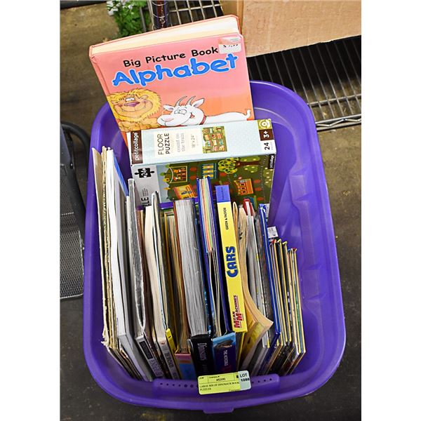 LARGE BIN OF DINOSAUR BOOKS & PUZZLES