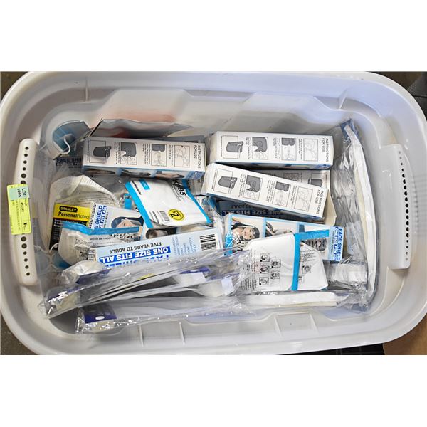 LARGE BIN OF FACE SHIELDS KN 95 MASKS & MORE