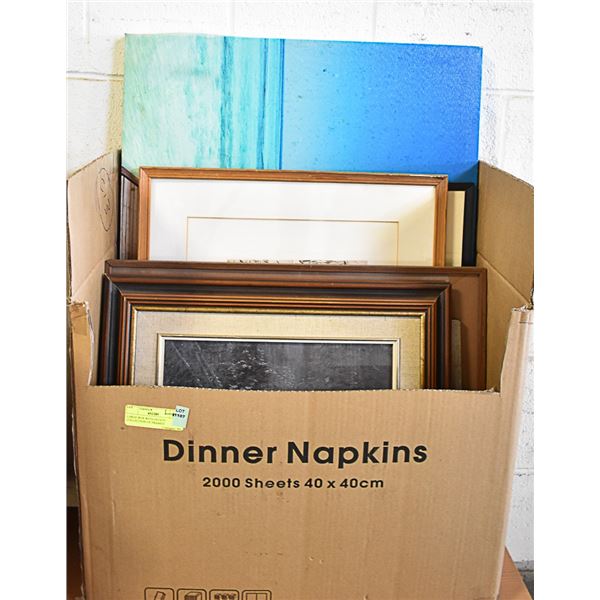 LARGE BOX WITH ESTATE COLLECTION OF FRAMED