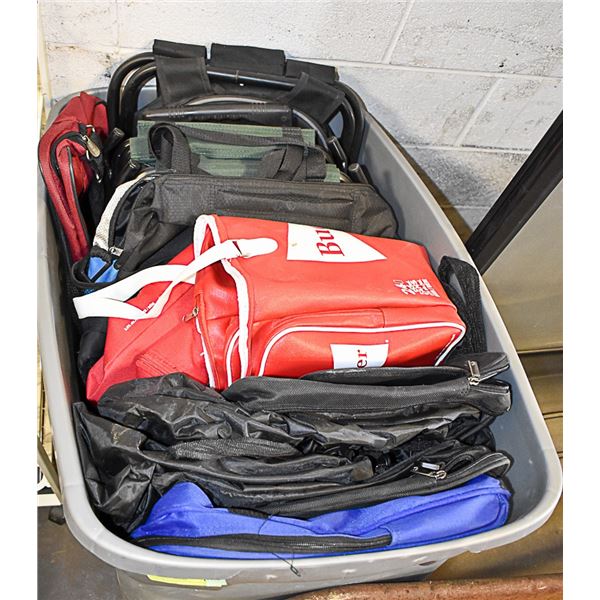 TOTE OF GYM BAGS, ROLLING BAGS, COOLER BAGS...