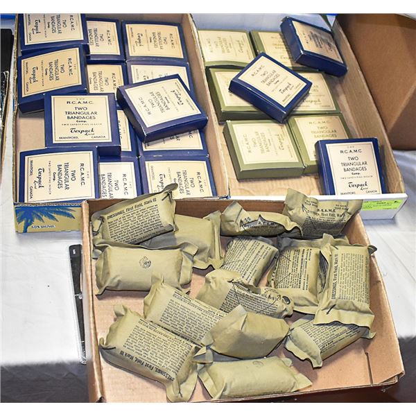 3 FLATS OF VINTAGE BANDAGES AND DRESSING