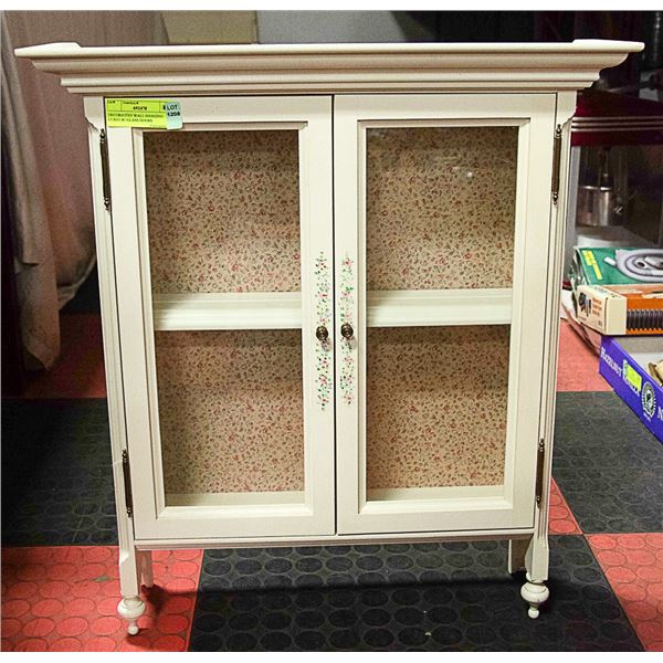 DECORATIVE WALL HANGING CURIO W/ GLASS DOORS