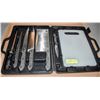 Image 1 : NEW STAINLESS STEEL KNIFE SET IN CASE WITH BOARD
