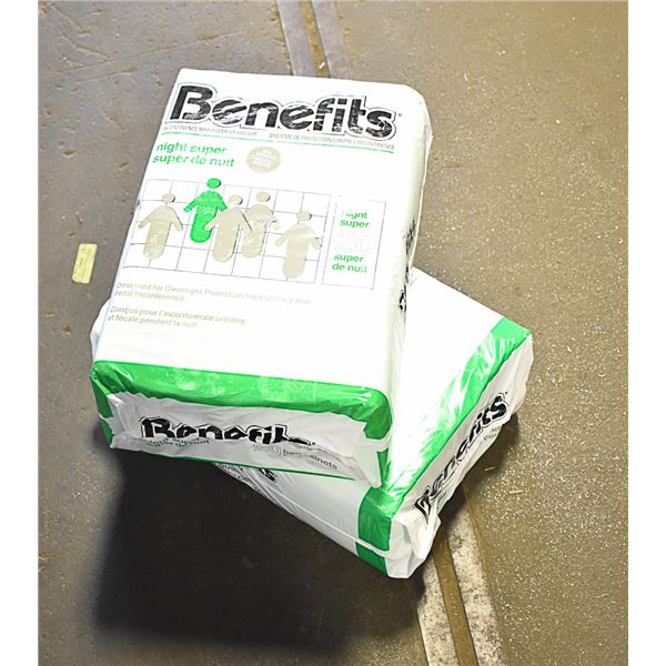 LOT OF 2 ADULT DIAPERS 20 PADS