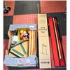 Image 1 : POOL TABLE ACCESSORIES INCLUDES CUES, BALLS, TABLE
