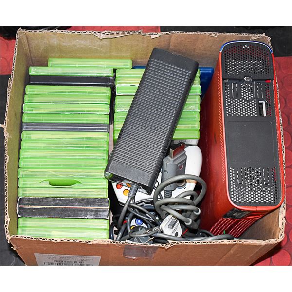 XBOX 360 CONSOLE,  ASSORTED GAMES AND MORE