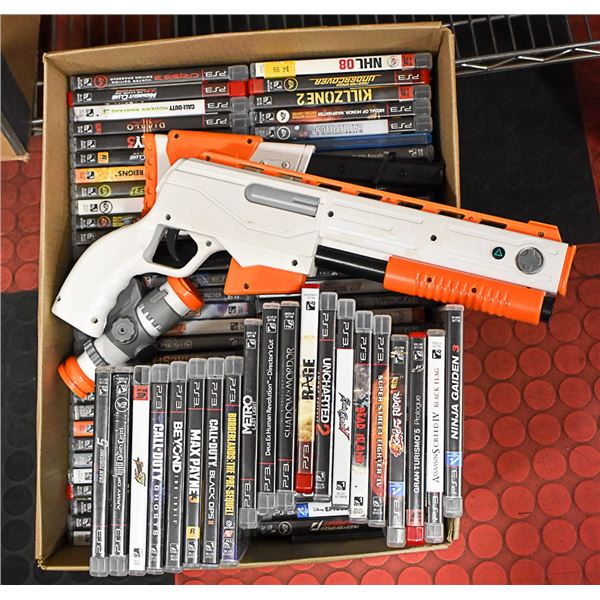 ASSORTED PS3 GAMES AND GUN CONTROLLER