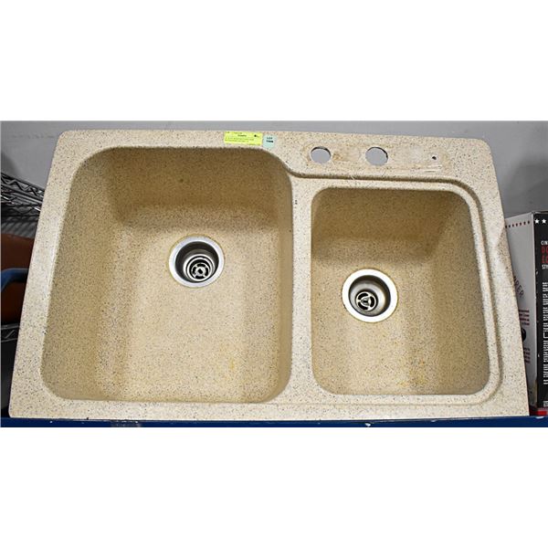 32" X 20" RESIN KITCHEN SINK W/STRAINER AND MOUNT