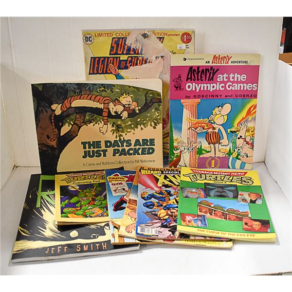 LOT OF GRAPHIC NOVELS AND MISC COLLECTIBLES