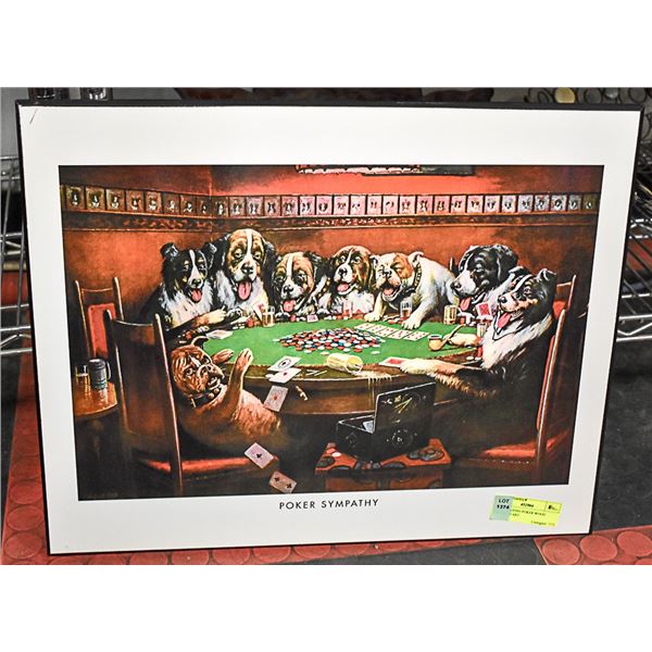 DOGS PLAYING POKER WOOD MOUNTED ART