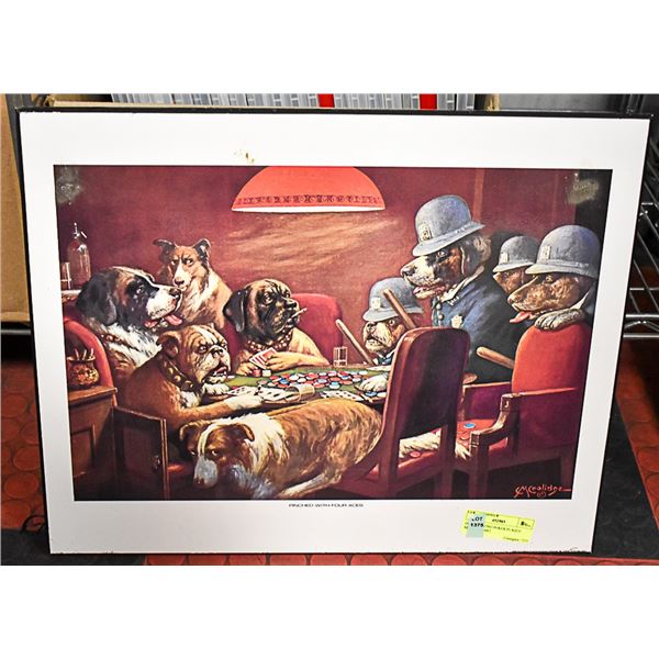 DOGS PLAYING POKER PLAQUE MOUNTED ART