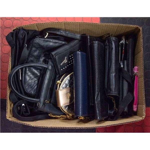 BOX WITH PURSES - SMALL PURSES, WALLETS, CROSS