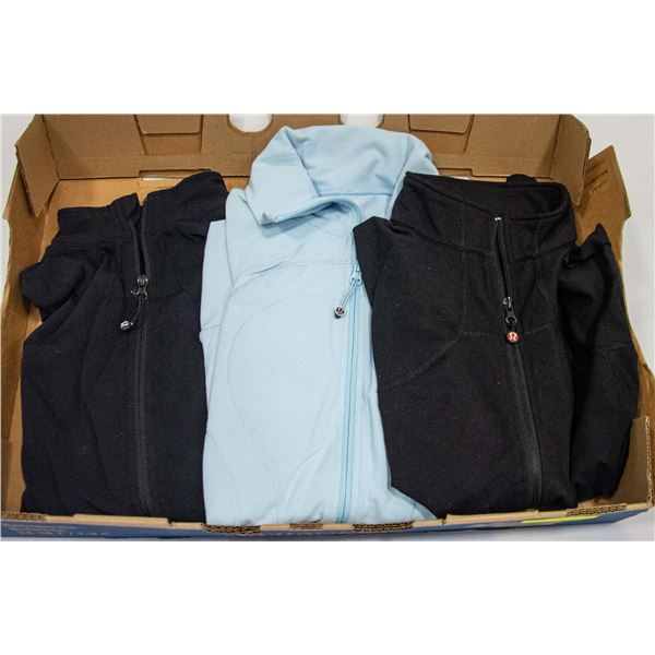 FLAT WITH 3 LULULEMON ZIPPERED JACKETS - DARK