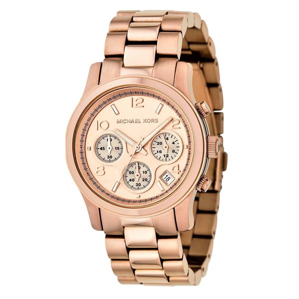 NEW MICHAEL KORS ROSE GOLD TRIPLE CHRONO MSRP $320