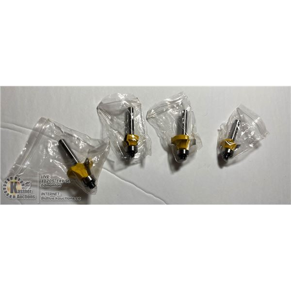 4 PCS ROUND-OVER ROUTER BITS - VARIOUS SIZES